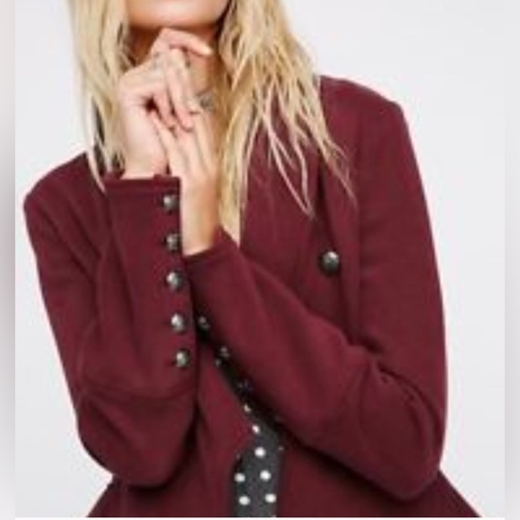 FREE PEOPLE Flared and Femme Jacket Size Small Sangria Like New - Picture 3 of 13